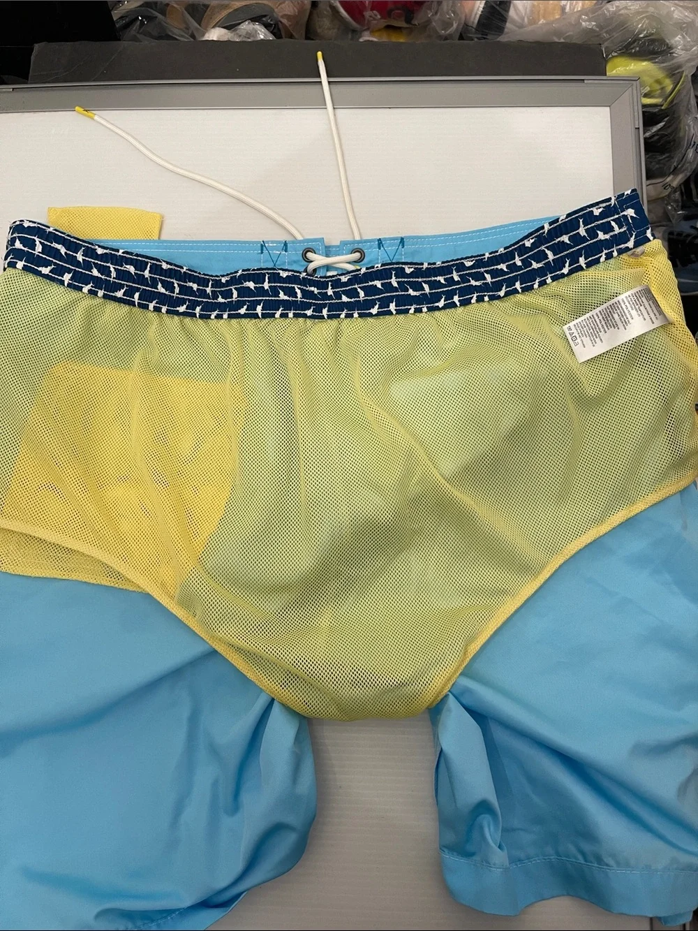 Tommy Bahama Light Blue Men's Swim Board Shorts with Yellow Fish Accent Size XXL